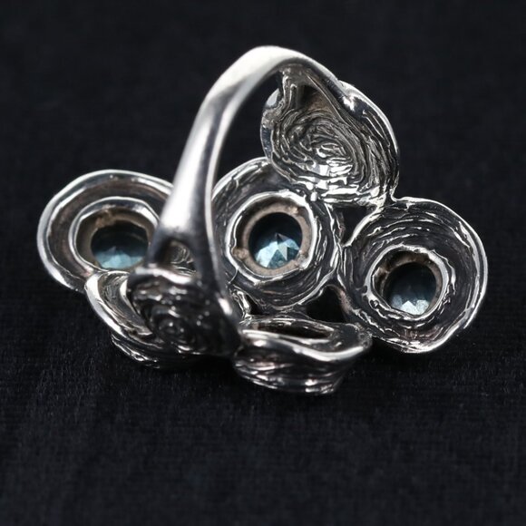 Designer Hagit Gorali ring size 7 1/2 925 Sterling Silver with blue topaz stones - Picture 12 of 12